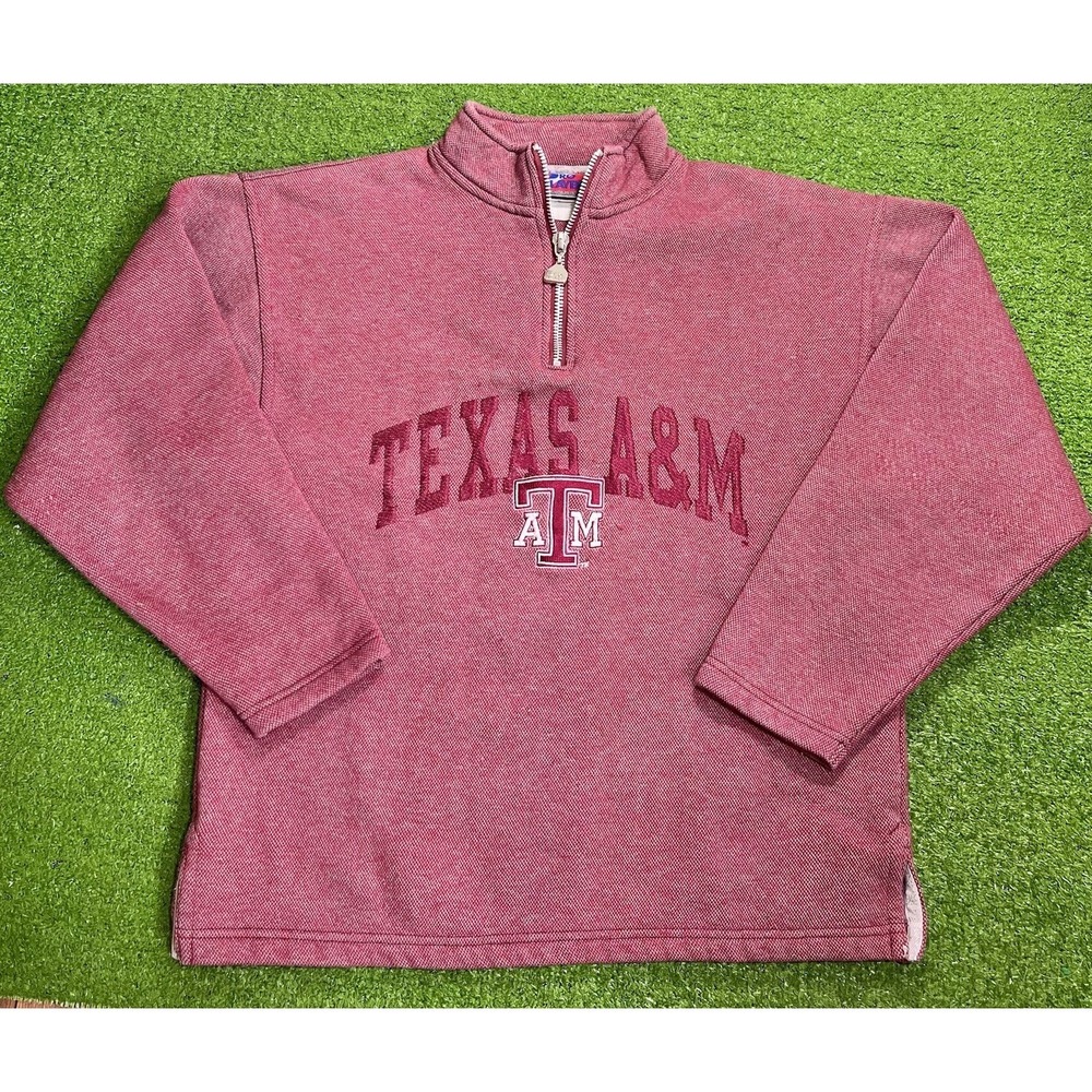 Vintage Texas A&M 1/4 Zip LG Aggie Pro Player 90s Pullover Maroon‎ Embroidered
